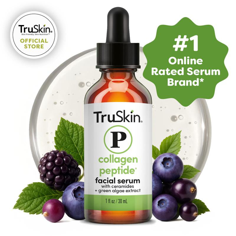 Truskin Collagen Peptide Serum with Ceramides & Green Algae Extract - Firming, Smoothing & Moisturizing Lightweight Serum for Strong, Healthy-Looking Skin