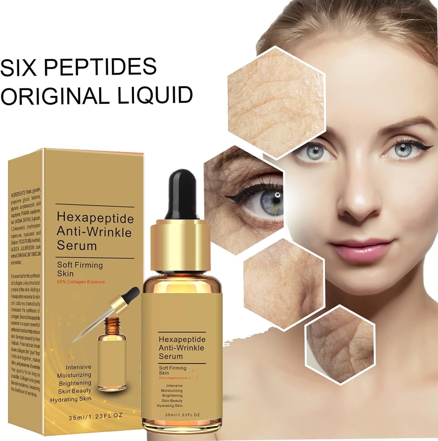 Collagen Facial Serum,Peptide Serum,Facial Hydrating Serum,Anti Aging Facial Serum,Peptide Serum for Women,Repairs Skin Serums Skincare,Dark Spot Correcting Glow Serum,Brighting Hyaluronic Acid Serum