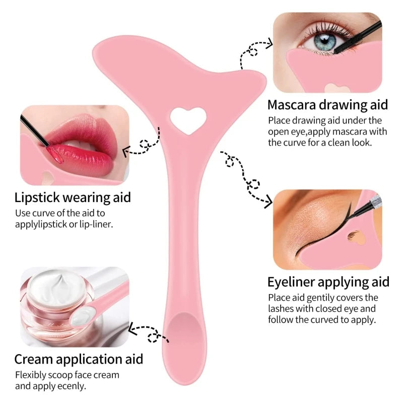 Multi-Functional Eyeliner Stencil Wing Tips Silicone Eyeliner Aid Marscara Drawing Lipstick Wearing Aid Reusable Makeup Tools